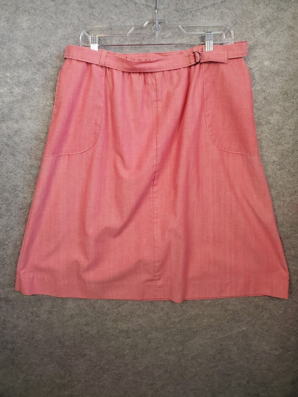VTG Women's Size Large Red Belted Midi Skirt
